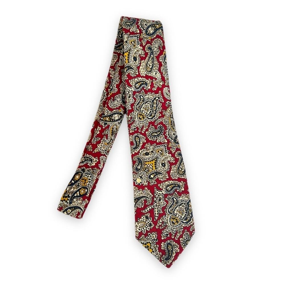 Liberty of London burgundy wine gold paisley tie
